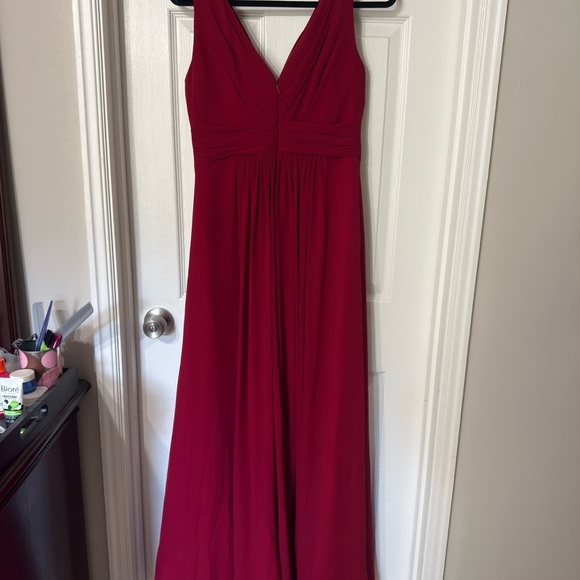 Bill Levkoff Red Chiffon Maxi Gown Bridesmaid Formal Evening Dress Size 10 - Picture 4 of 9